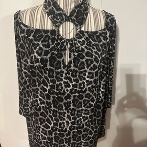Michael Kors Leopard Print Cold Shoulder Top